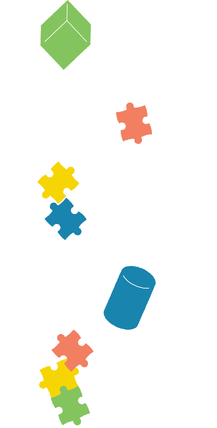 積み木とパズルの装飾イラスト左側